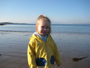 Camille on the beach in Oban