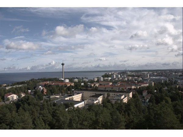 Tower in the distance and Tampere from the hill