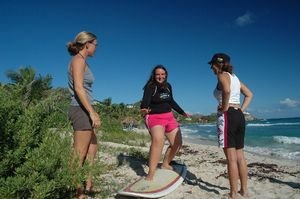Giving a surf lesson - is this the blind leading the blind!