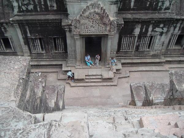 Steep stairs to the top of the Angkor Wat