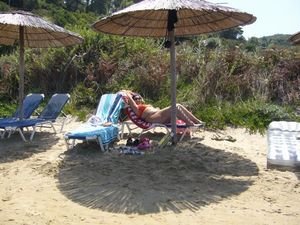 a grass umbrella on every beach to hire