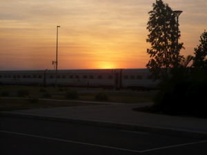 sun set over the train