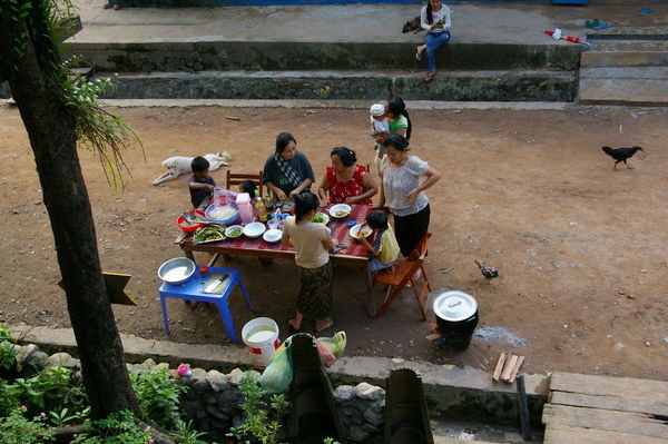 Typical dinner setting in rural Laos