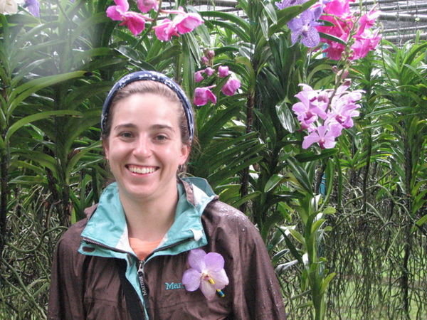 Charlotte feeling better at the orchid farm