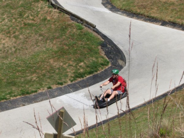 Duane taking on the luge track at high speeds