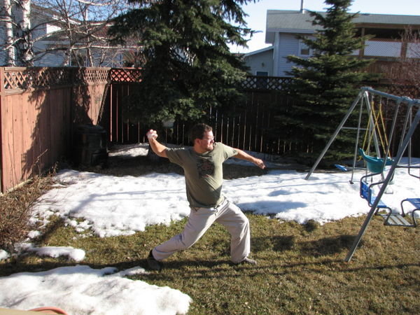 Duane throws his first snowball of the season