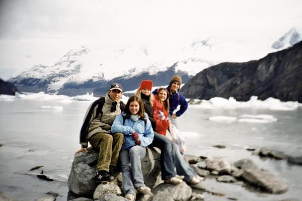 Us at the foot of a glacier