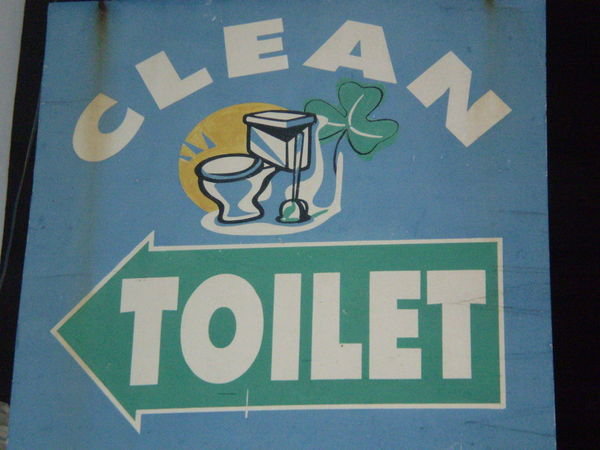 a clean toilet as opposed to a dirty one