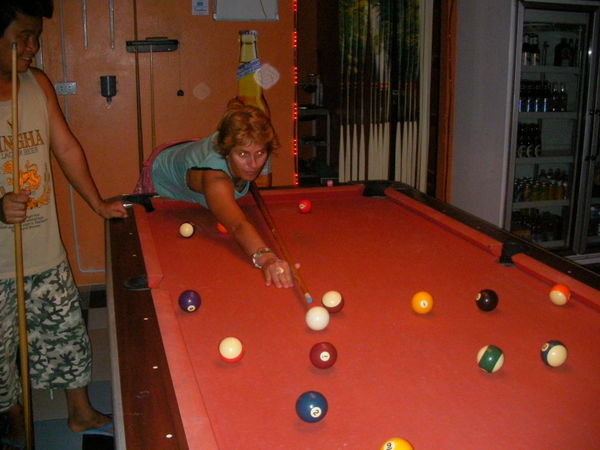 playing pool in jenis bar