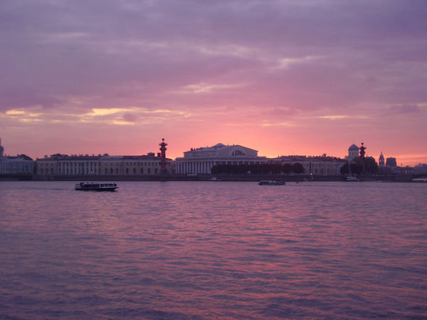 Sunset over the river Neva