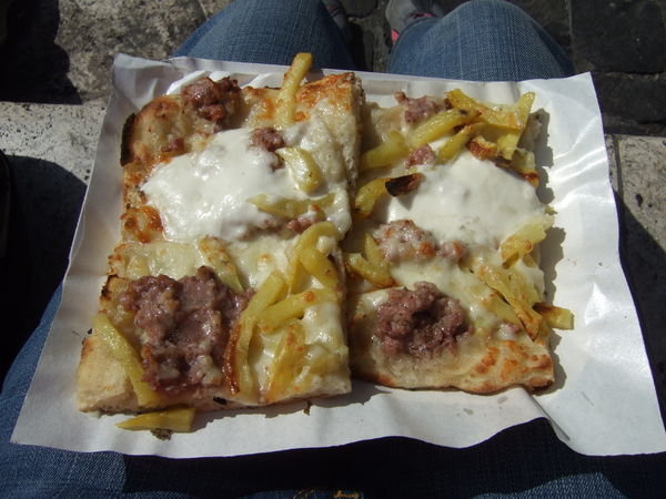 Mmm French Fries on Pizza!