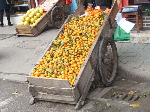 Oranges being sold on the street in December