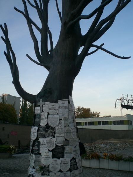 Tree with obits at Pawiak Prison