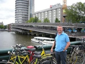 Peter at central station, Amsterdam