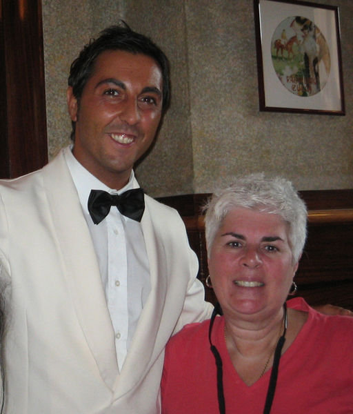 Marge with our young Italian Dustin Hoffman waiter.