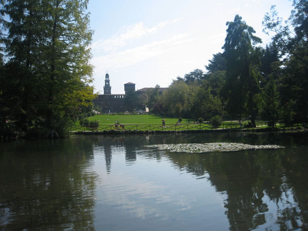 Sforza castle across Milan’s Cental park.
