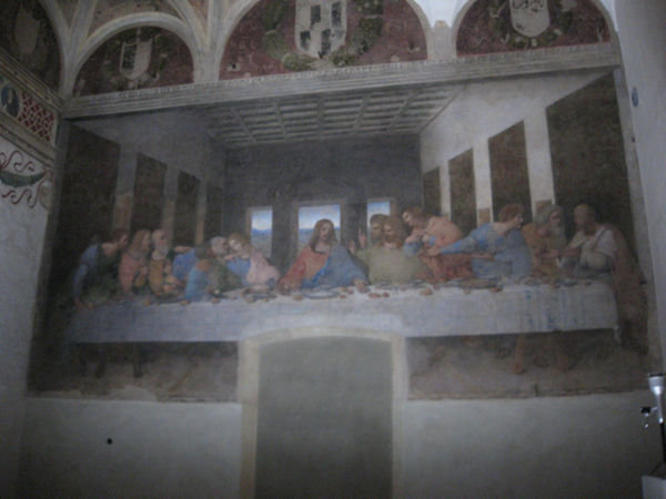 The Last Supper with John (Mary?) pointing to the picture on the side wall.
