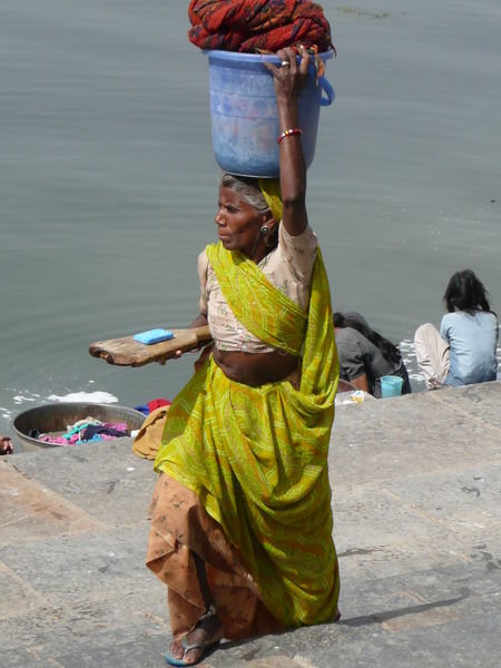 Doing the washing at a local ghat in Udaipur