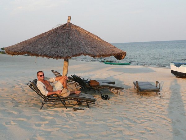 Relaxing at the beach, Lake Malawi