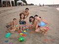With the kids at the beach