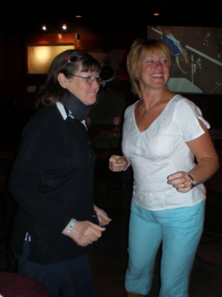 The two mums getting their groove on...