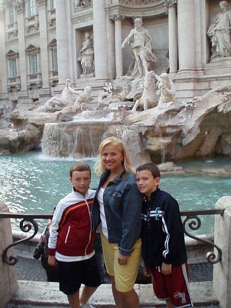 Tammy, Gavin and John at Trevi Fountain