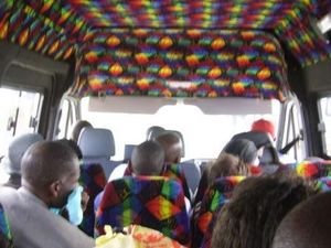 A cosy crowded bus somewhere in Africa