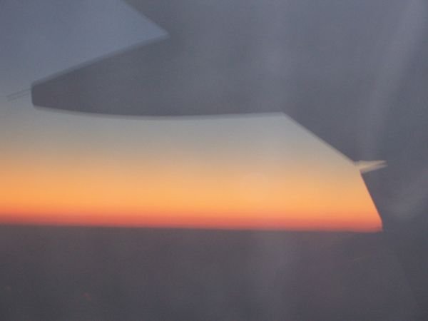 The sun sets on Belfast as we land