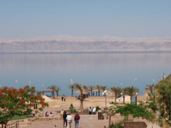 the dead sea with palestine in the background