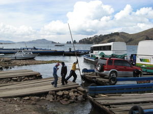 Crossing Lake Titicaca at Tiquina