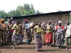 Drumming and dancing at the Pigmy village