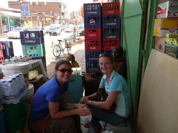 Christina and I having tea with the locals