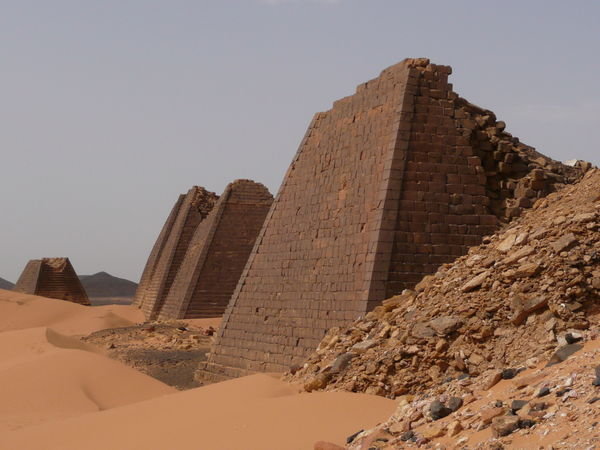 Up close to the main pyramids