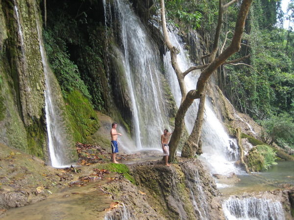 Justin and Mattieu at the waterfall