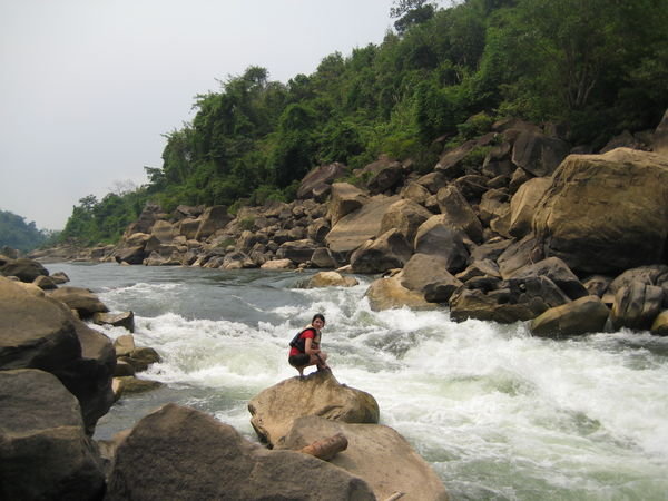 The only rapids we faced in our kayak from Vang Vieng to Vientiene