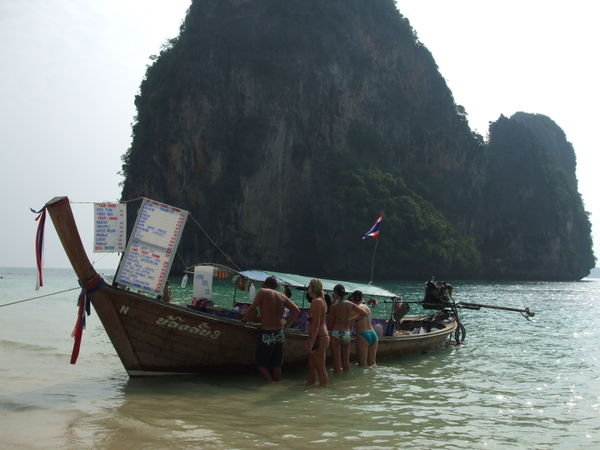 A longtail boat, selling booze on the beach
