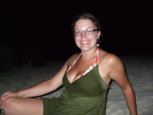 Me on the deserted island at night, as part of our sunset snorkelling trip