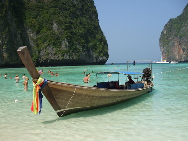 Longtail boat at Maya Bay - where the film 'The Beach' was set