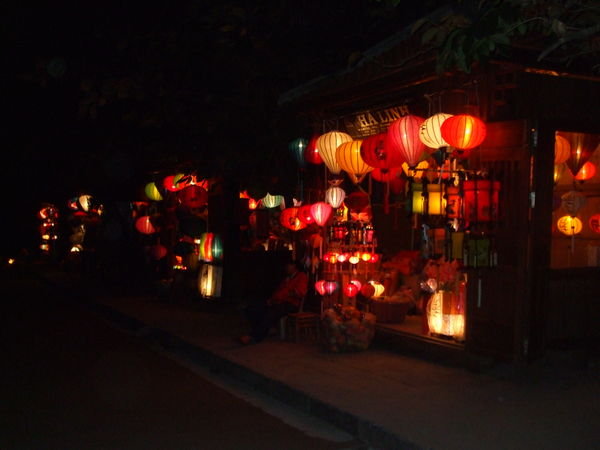 Lanterns lined the street on the night of the full moon