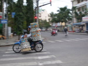 The Vietnamese really carry as much as possible on their motorbikes!!