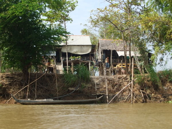 On the boat journey into Cambodia there were loads of huts on stilts - I think thats for when the river floods