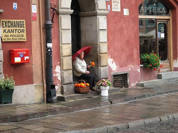 Flower Seller on a Rainy Day