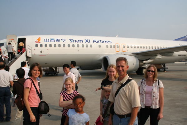 Boarding planes in Chengdu