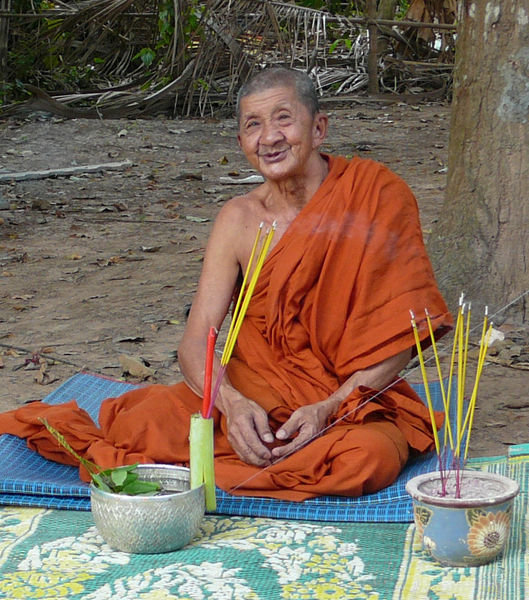 Elder monk in the village