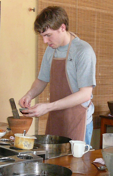 Dylan at work with his wok