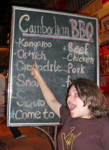 The famous "Cambodian BBQ" menu