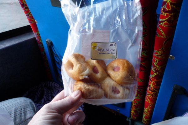 "Sausage Mini Bun" - one of our bus snacks