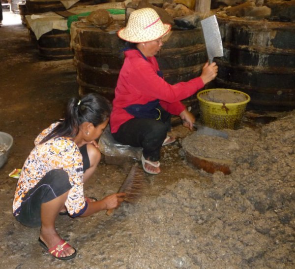 Women at work at the "Fish Paste Factory"