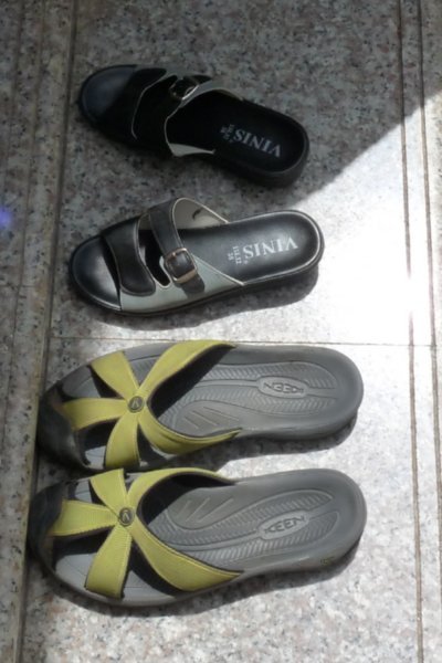 My sandals, compared to Asian-sized sandals