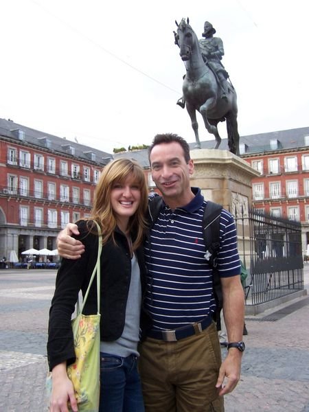 Uncle Scott and Me at La Plaza Mayor in Madrid
